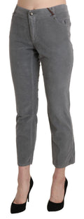 Graue Cropped-Hose aus Baumwoll-Stretch