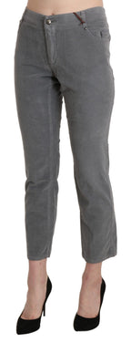 Graue Cropped-Hose aus Baumwoll-Stretch