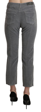 Graue Cropped-Hose aus Baumwoll-Stretch