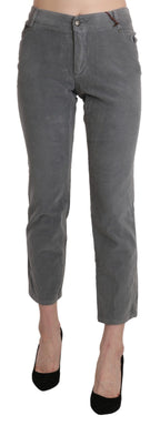 Graue Cropped-Hose aus Baumwoll-Stretch