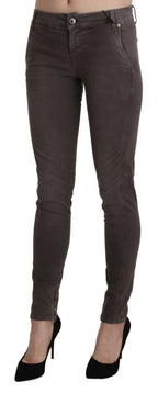 Brown Low Waist Skinny Slim Trouser Cotton Jeans
