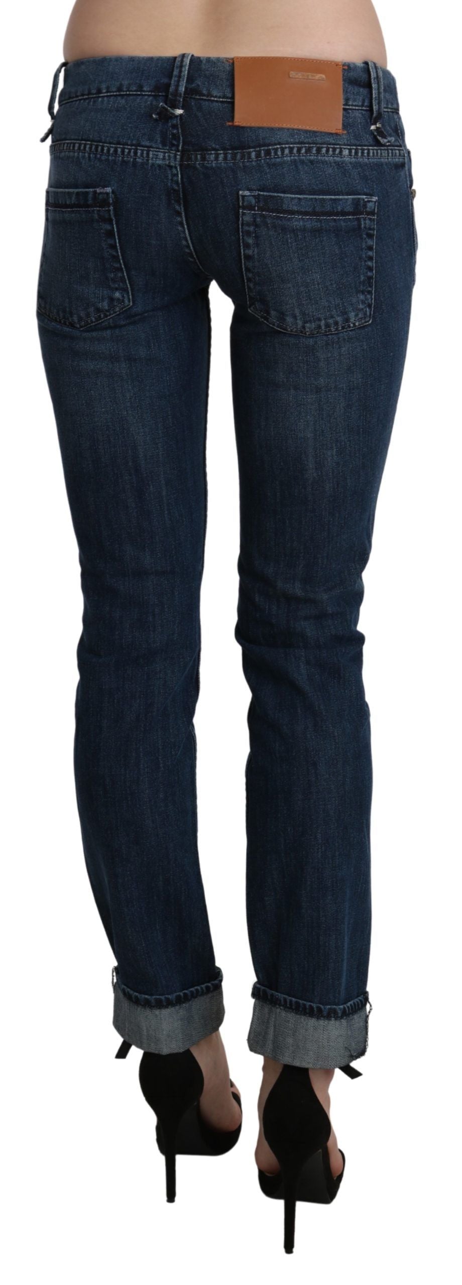 Blaue Washed Low Waist Skinny Jeanshose
