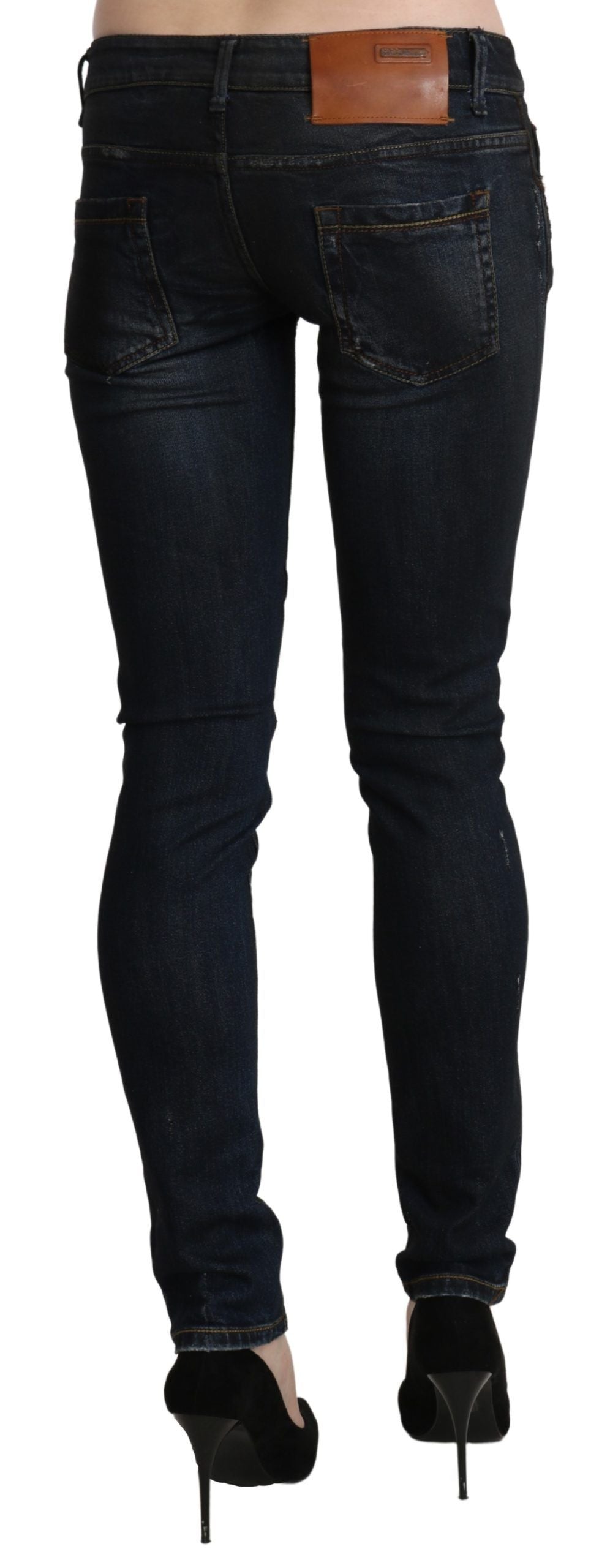 Blaue Washed Low Waist Skinny Denim Slim Hose