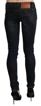 Blaue Washed Low Waist Skinny Denim Slim Hose