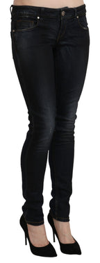 Blaue Washed Low Waist Skinny Denim Slim Hose