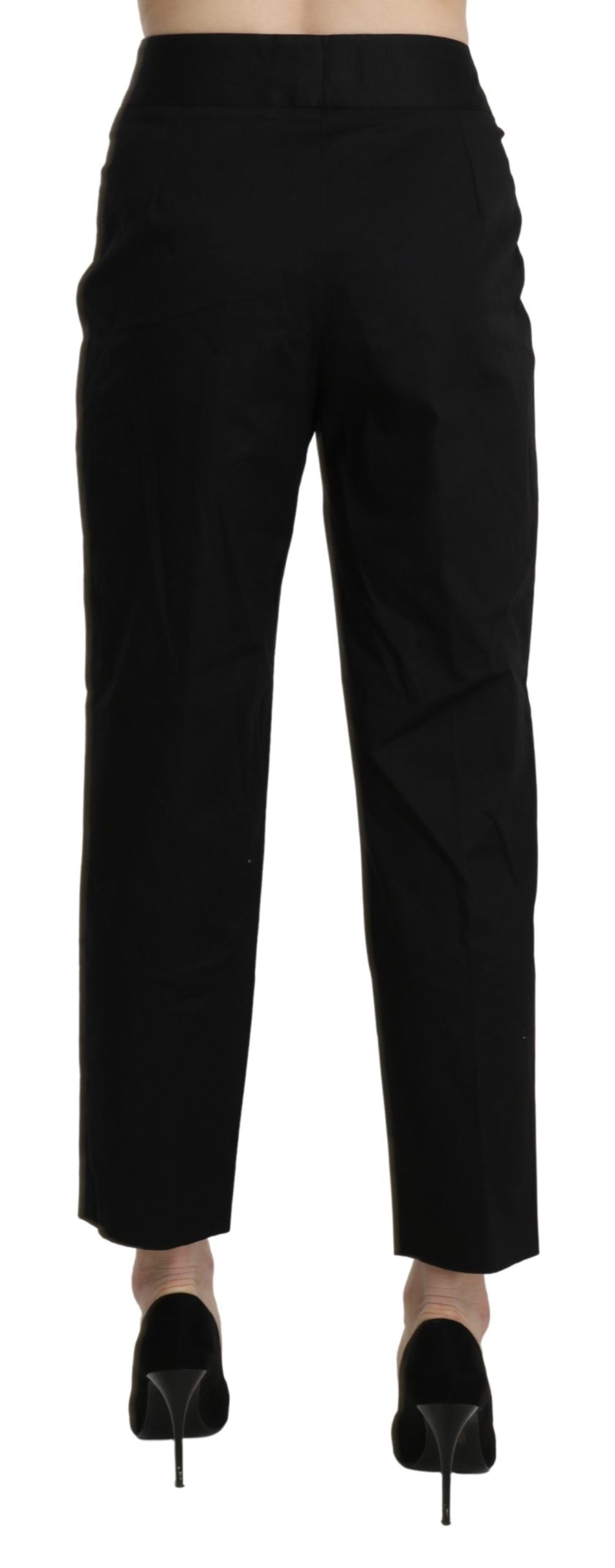 Schwarze High Waist Straight Cropped Anzughose