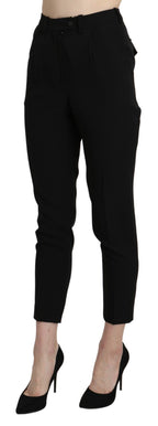 Schwarze High Waist Cropped Skinny Hose
