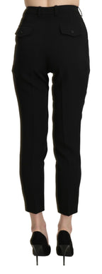 Schwarze High Waist Cropped Skinny Hose