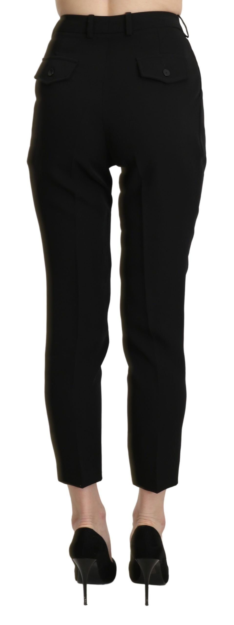Schwarze High Waist Cropped Skinny Hose