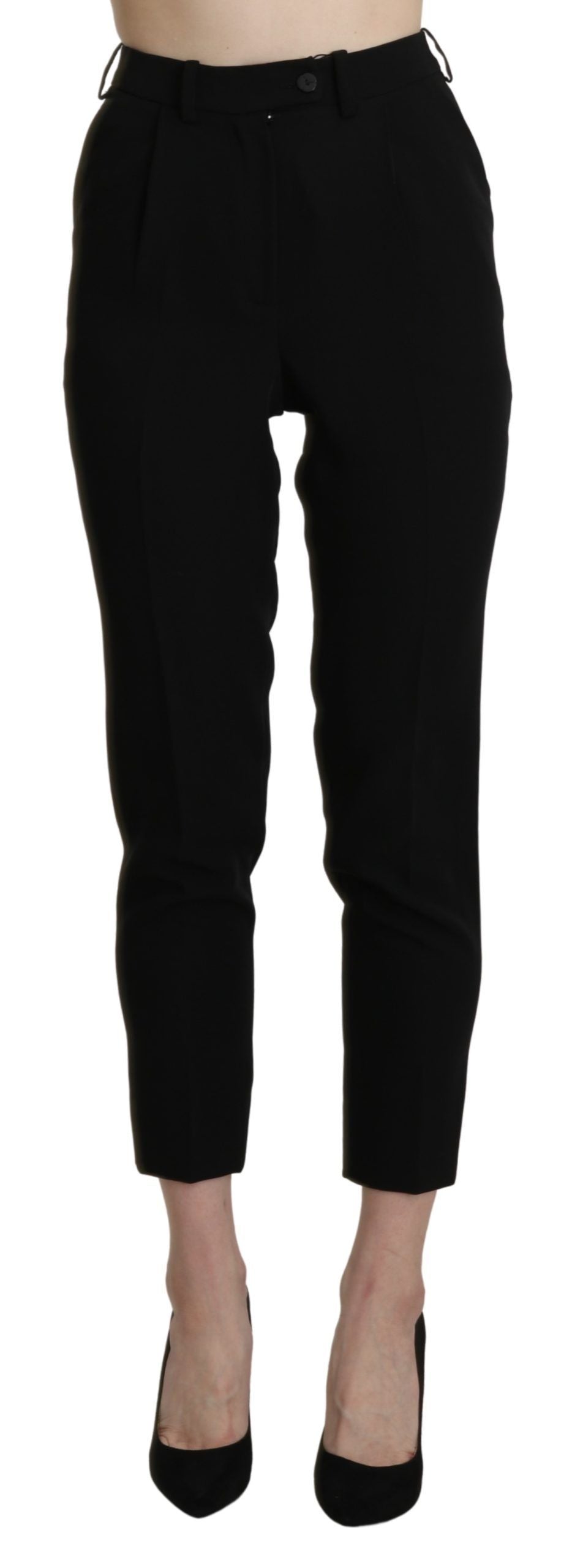 Schwarze High Waist Cropped Skinny Hose