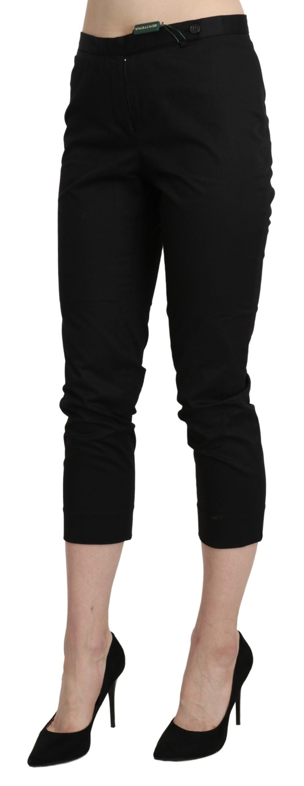 Pantaloni alla caviglia a vita alta neri skinny