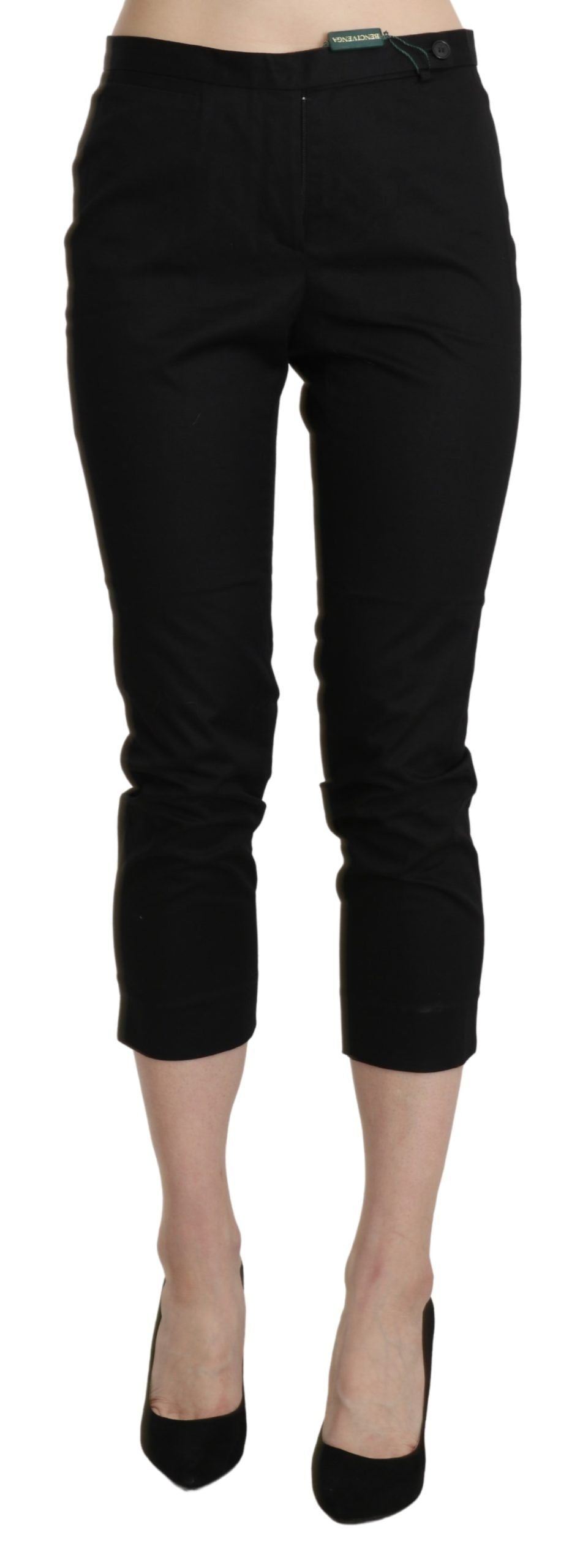 Pantaloni alla caviglia a vita alta neri skinny