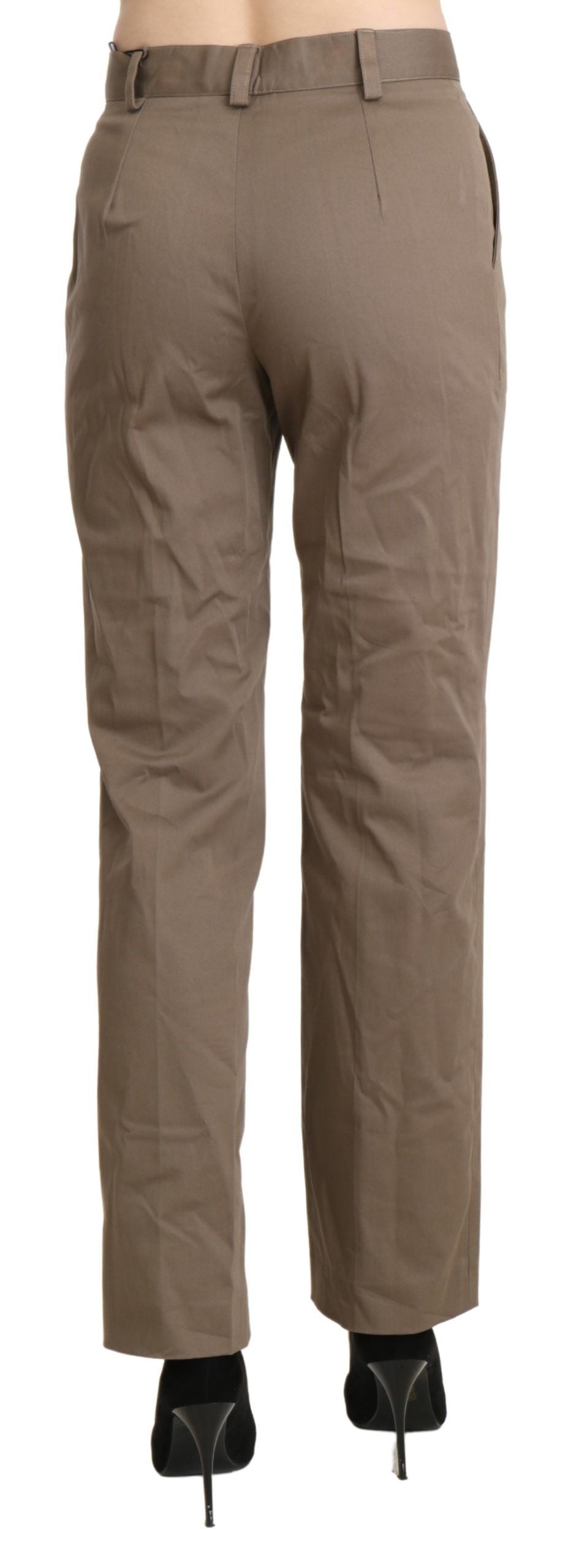 Braune High-Waist-Hose mit geradem Bein