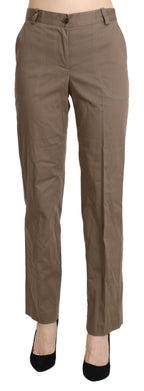 Braune High-Waist-Hose mit geradem Bein