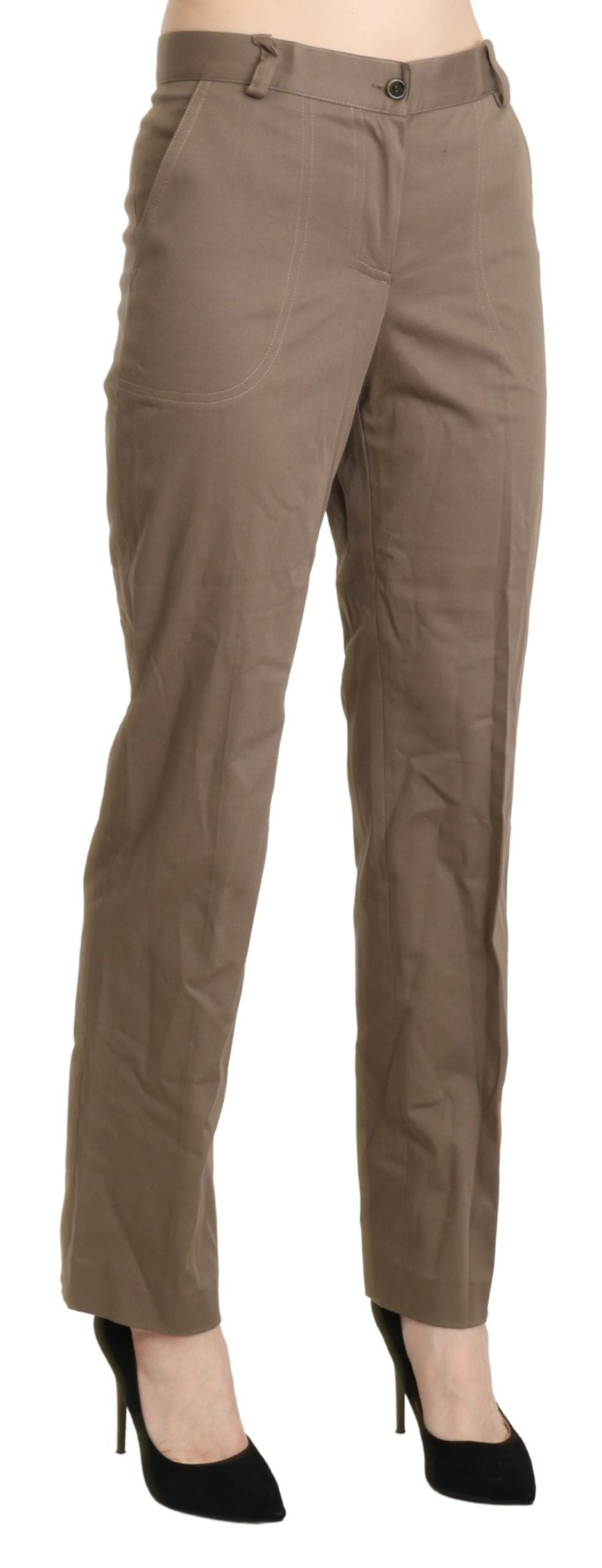 Braune High-Waist-Hose mit geradem Bein