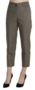Graue High-Waist Cropped-Stoffhose