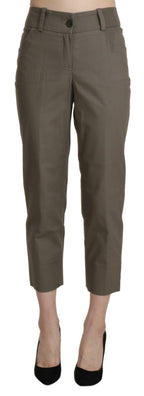 Graue High-Waist Cropped-Stoffhose