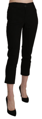 Schwarze High Waist Skinny Cropped Dress Hose