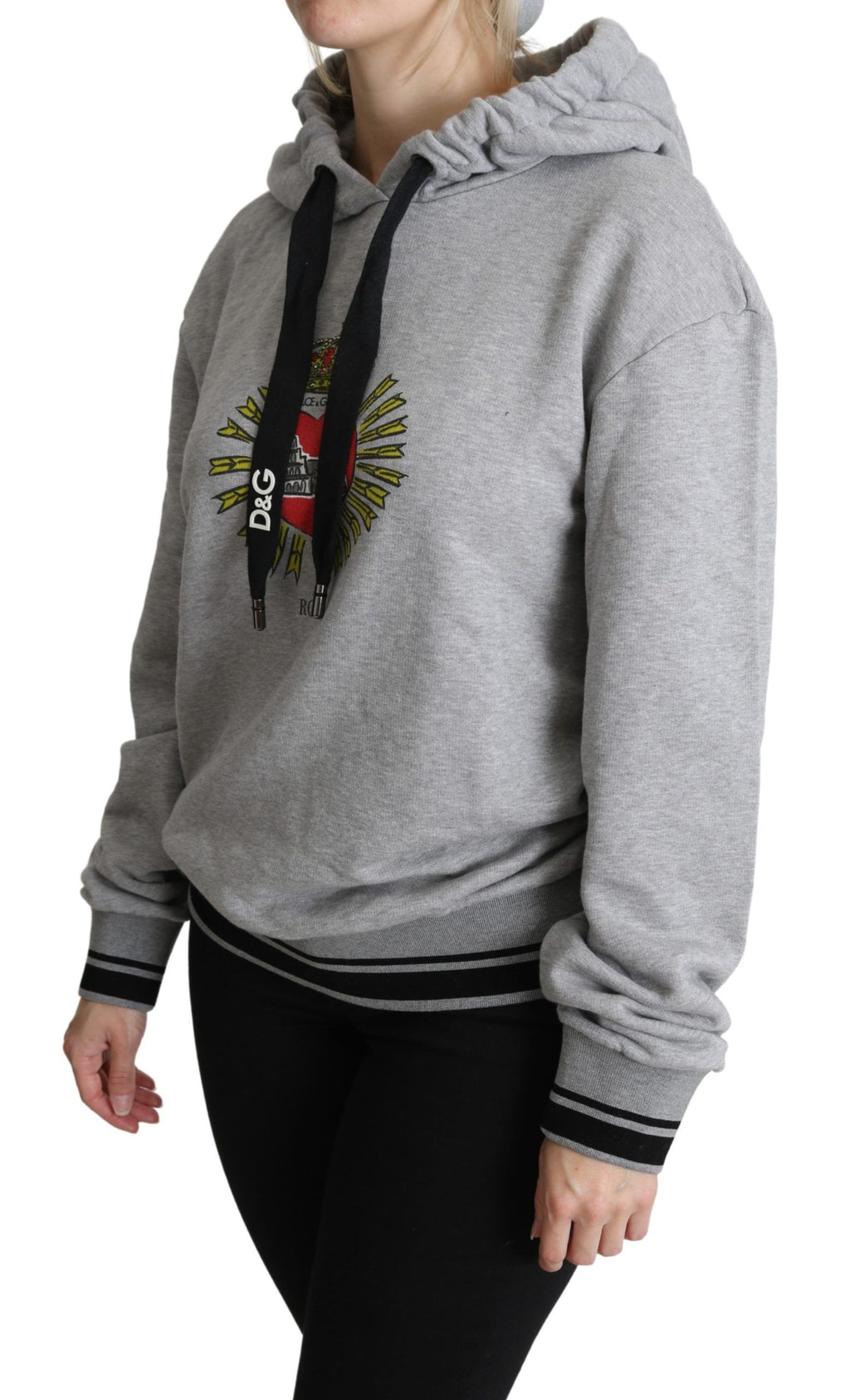 Grauer Kapuzenpullover mit Logo-Print, exklusiv