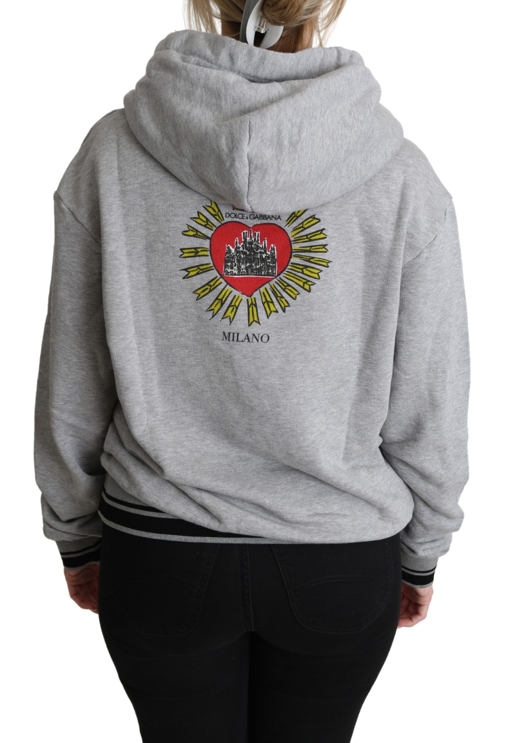 Grauer Kapuzenpullover mit Logo-Print, exklusiv