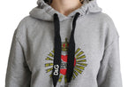 Grauer Kapuzenpullover mit Logo-Print, exklusiv