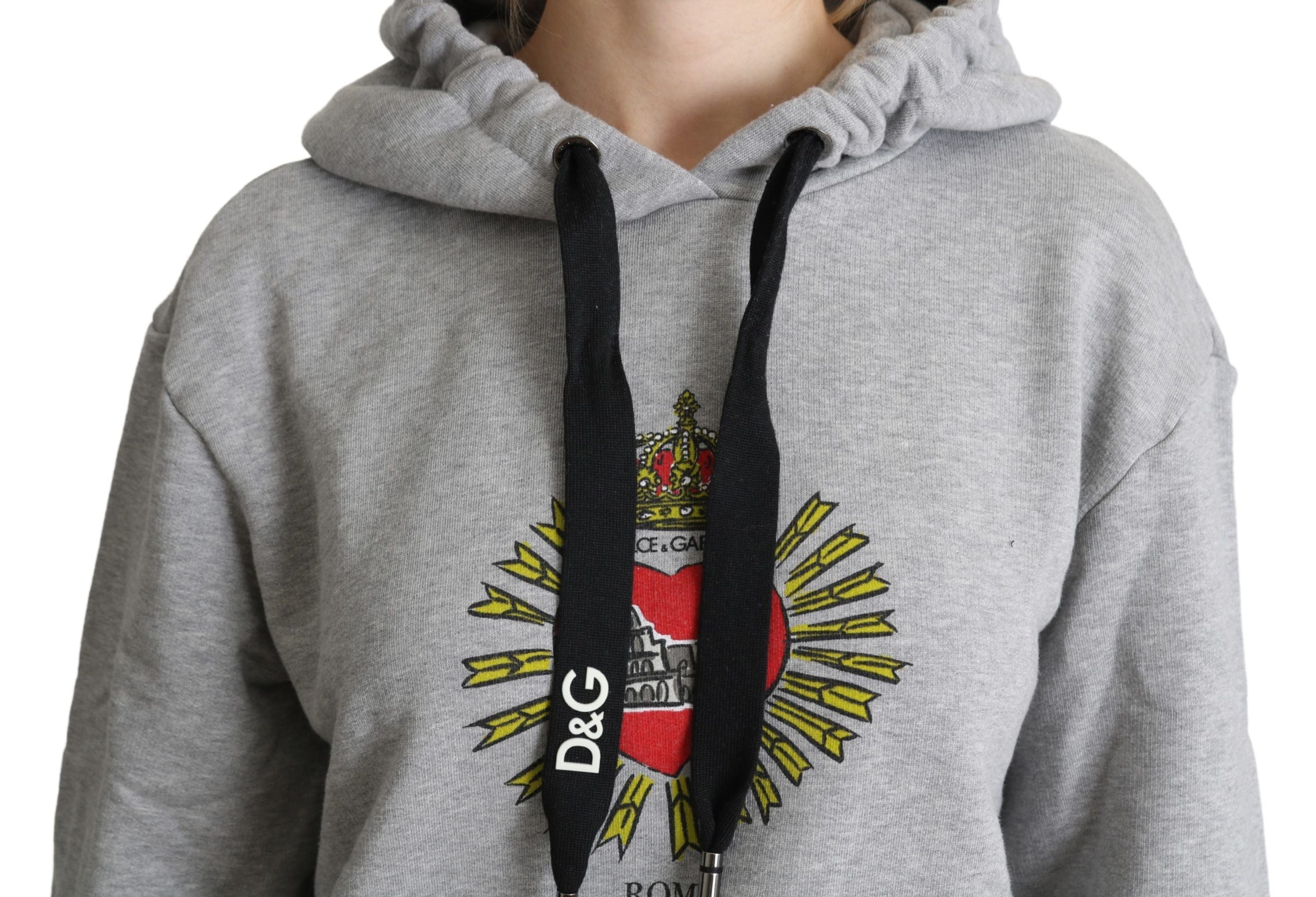 Grauer Kapuzenpullover mit Logo-Print, exklusiv