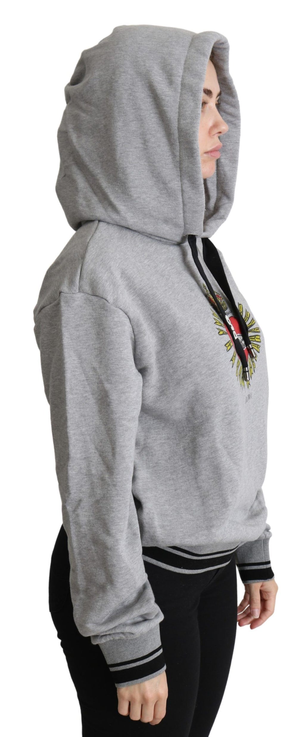 Grauer Kapuzenpullover mit Logo-Print, exklusiv