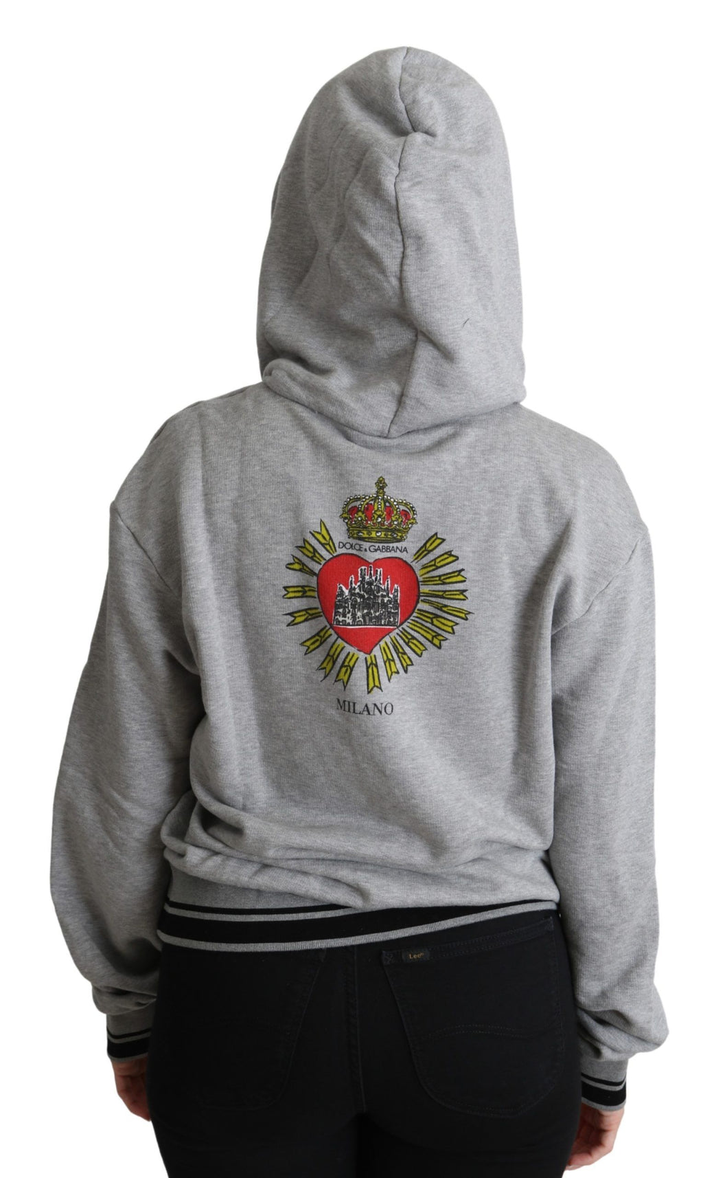 Grauer Kapuzenpullover mit Logo-Print, exklusiv