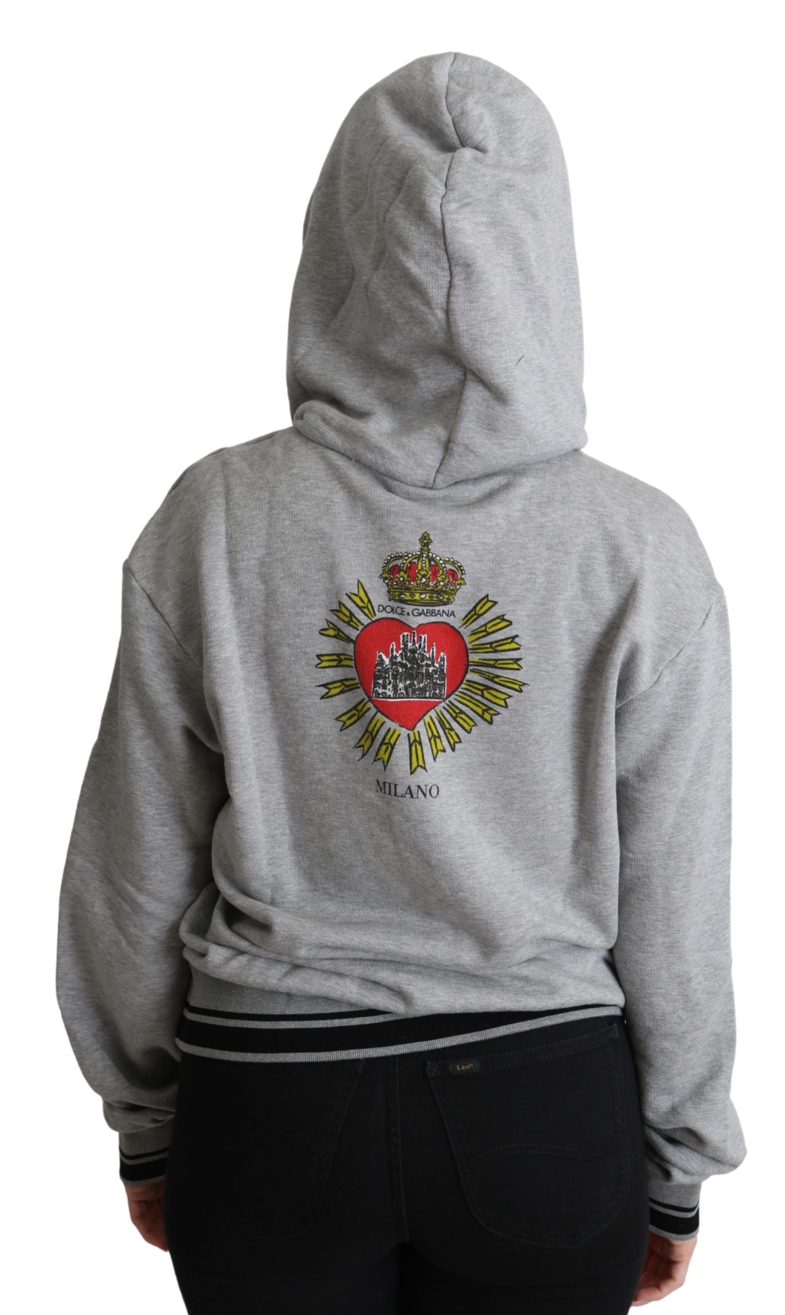 Grauer Kapuzenpullover mit Logo-Print, exklusiv