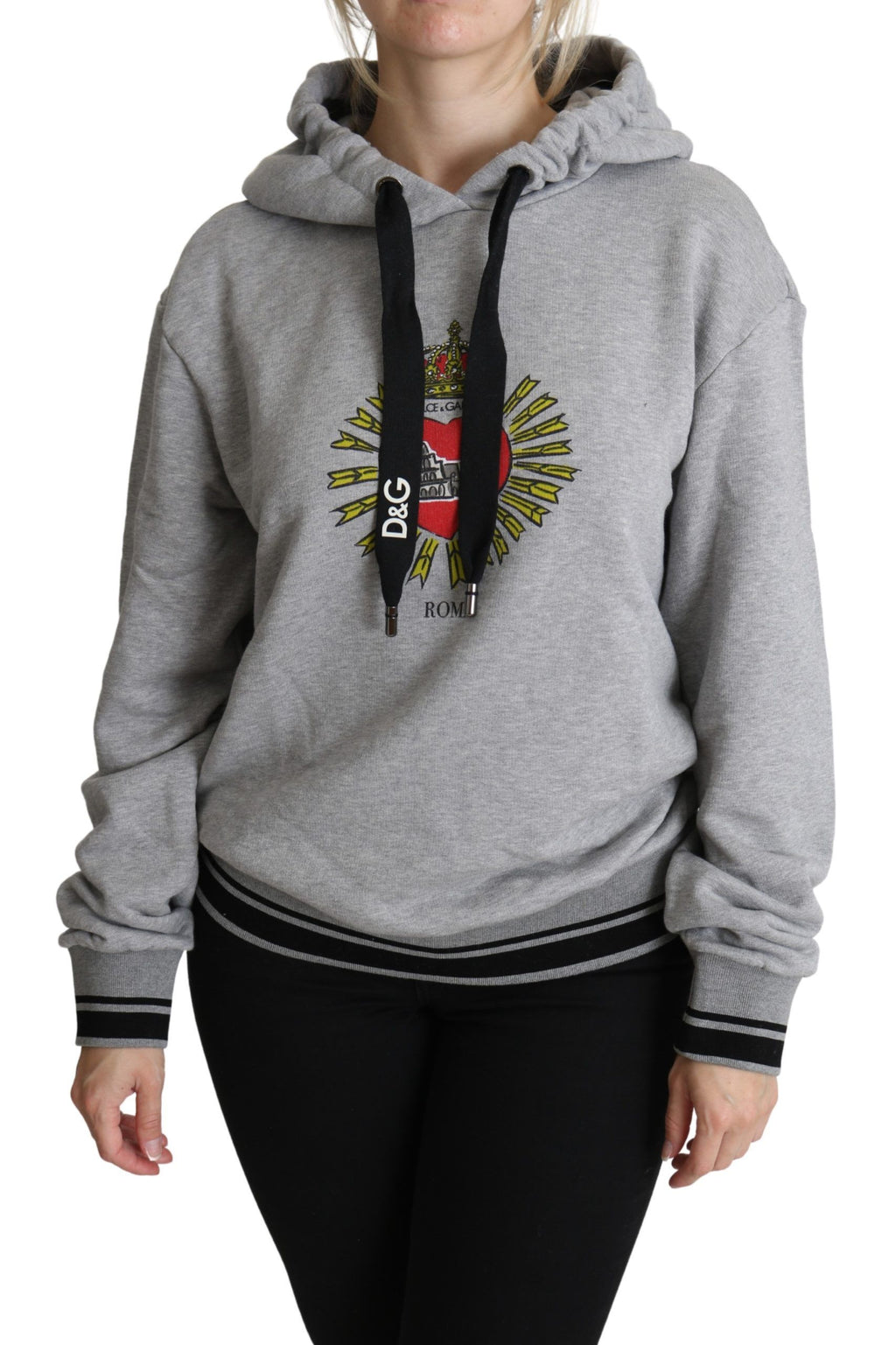 Grauer Kapuzenpullover mit Logo-Print, exklusiv