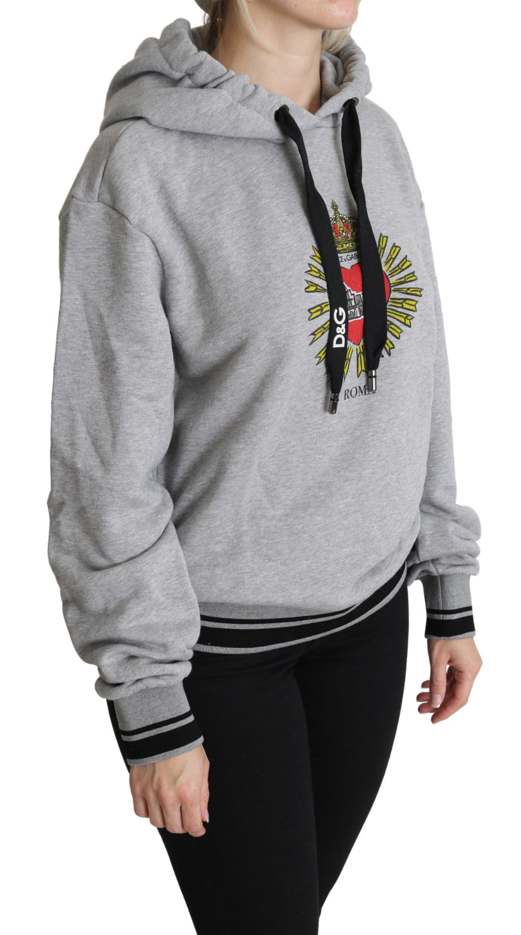 Grauer Kapuzenpullover mit Logo-Print, exklusiv