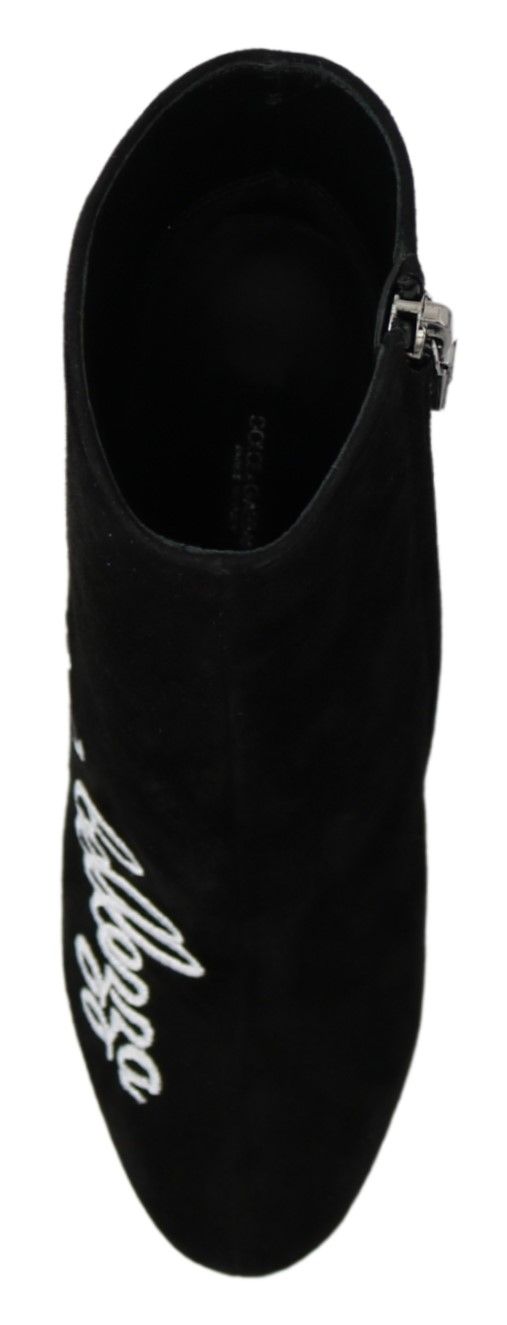 Schwarze Wildleder-Stiefeletten „L'Amore E'Bellezza“