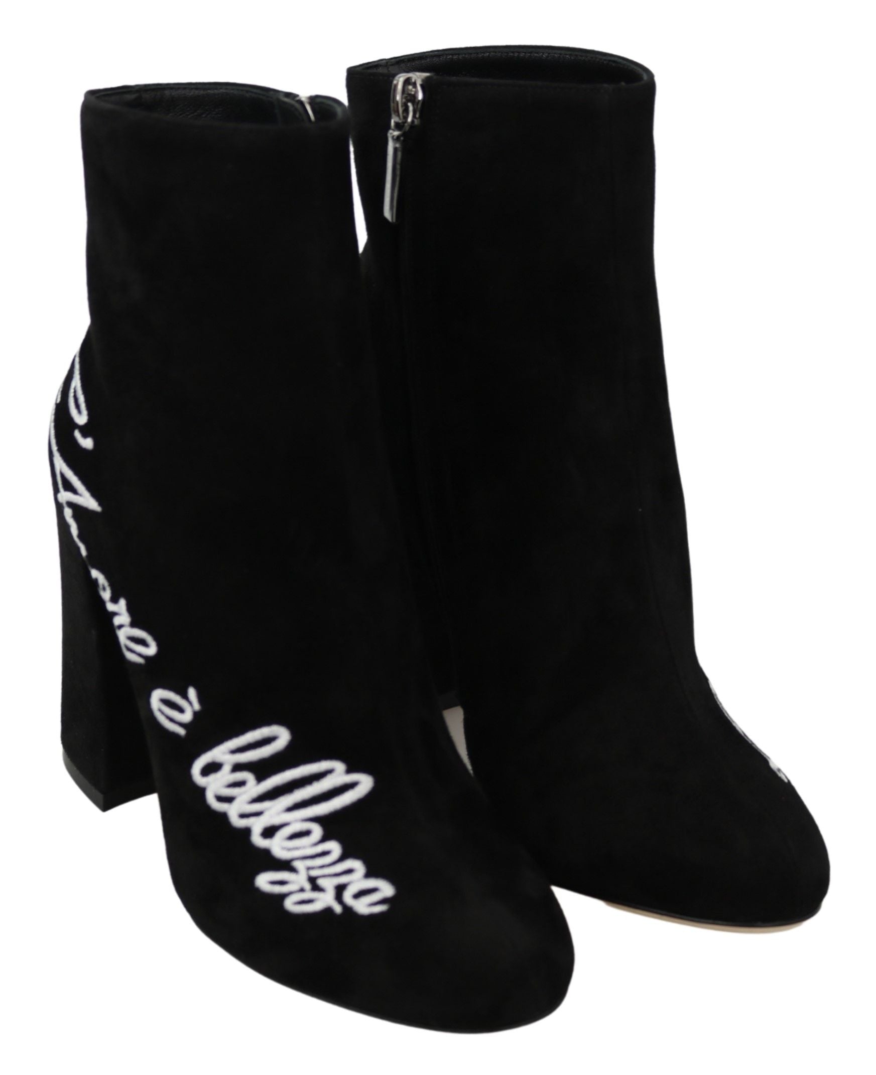 Schwarze Wildleder-Stiefeletten „L'Amore E'Bellezza“