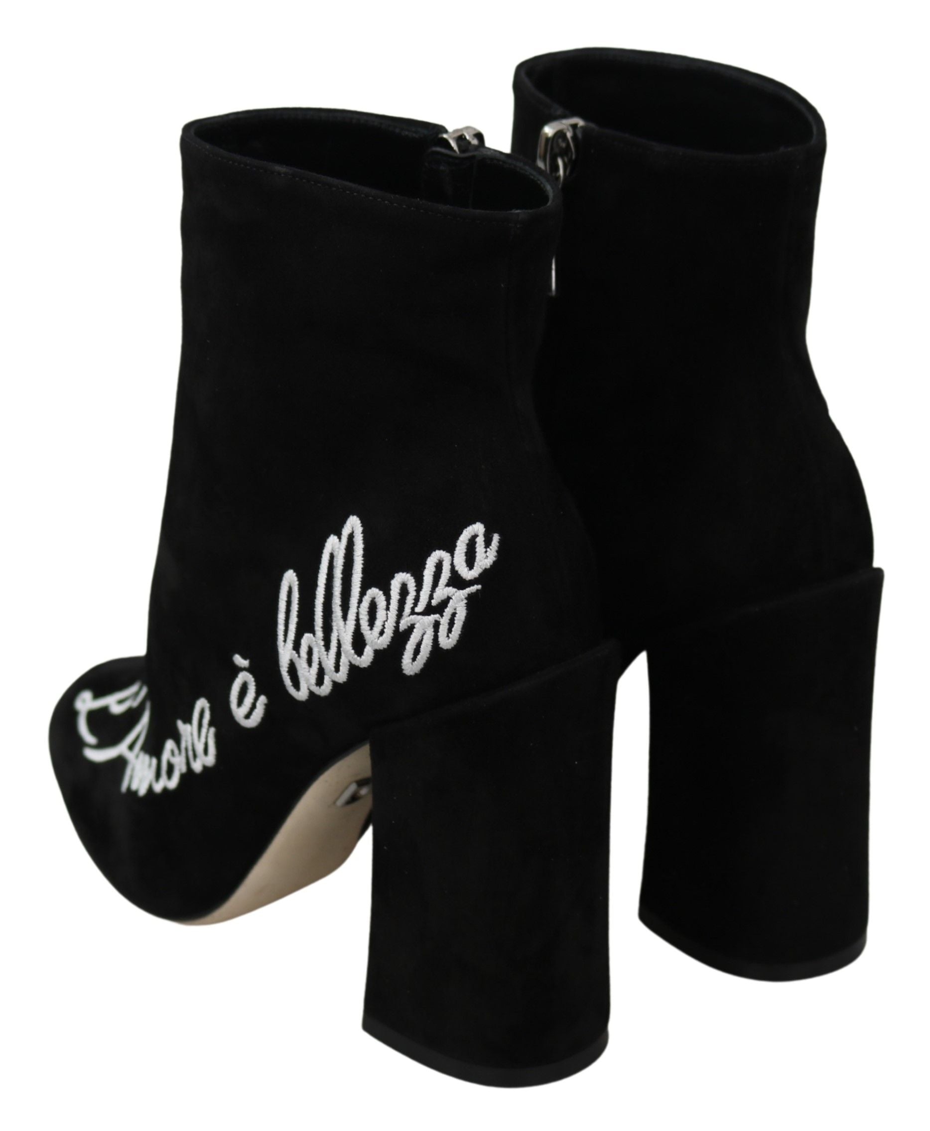 Schwarze Wildleder-Stiefeletten „L'Amore E'Bellezza“