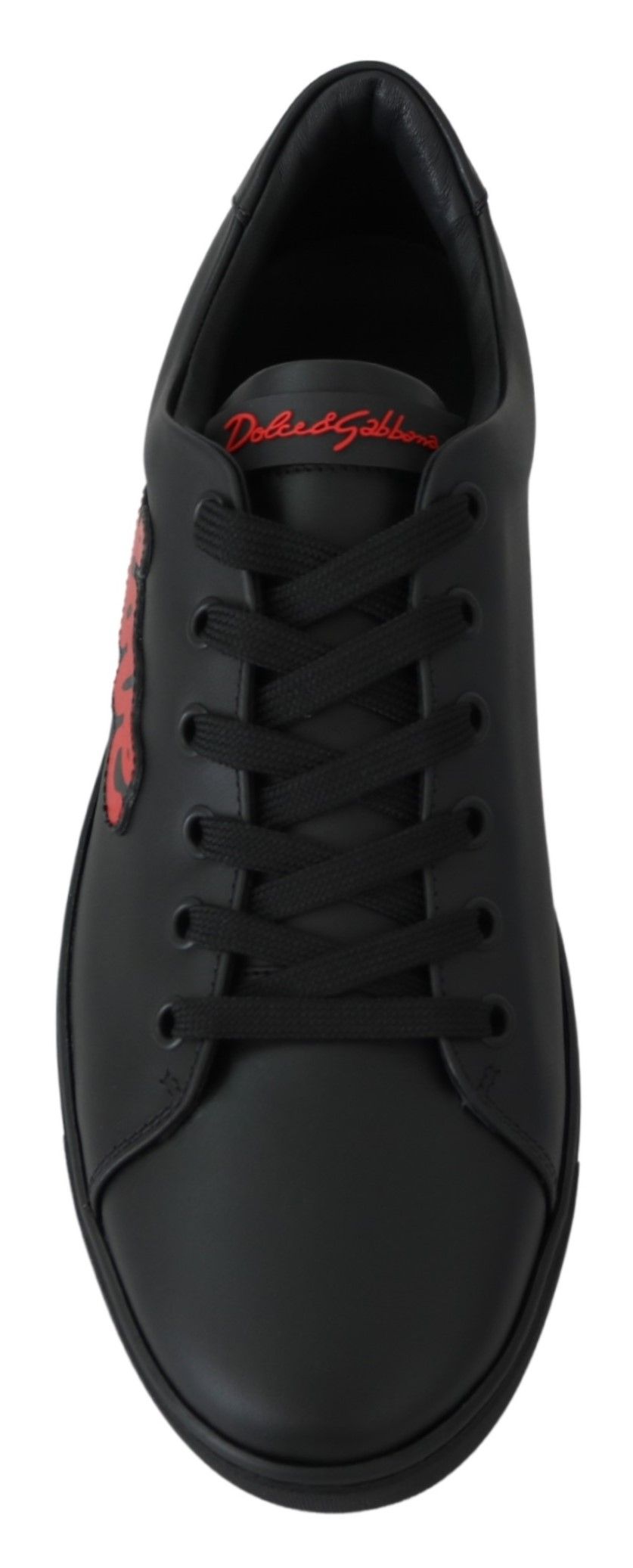 Black Leather Love Heart Sneakers Women's Shoes