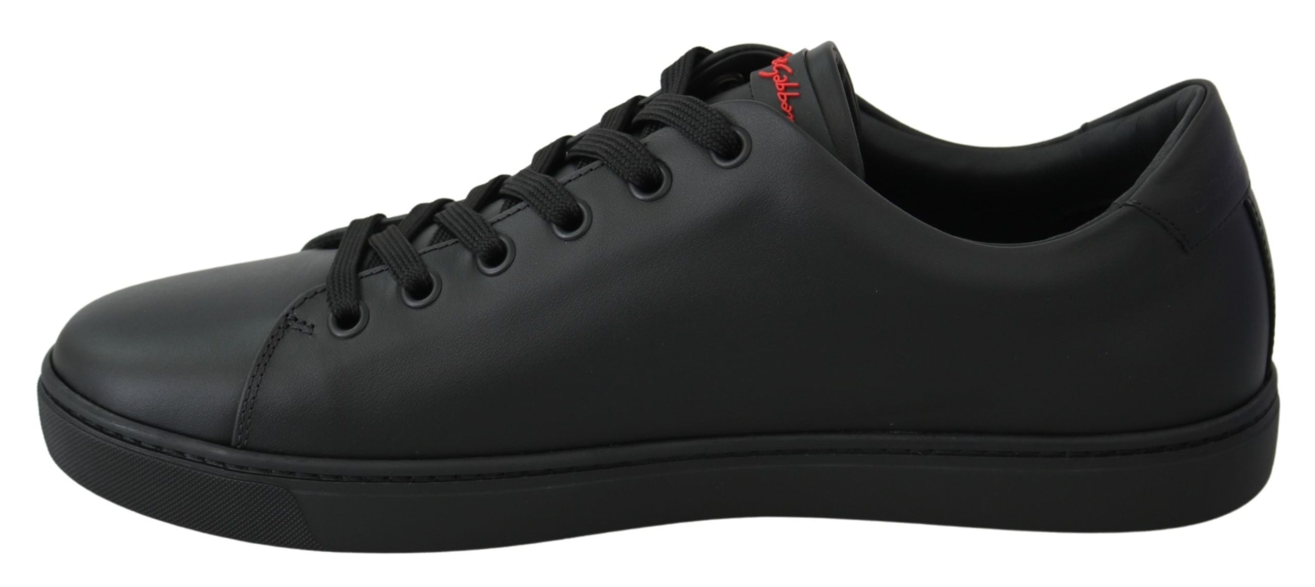 Black Leather Love Heart Sneakers Women's Shoes