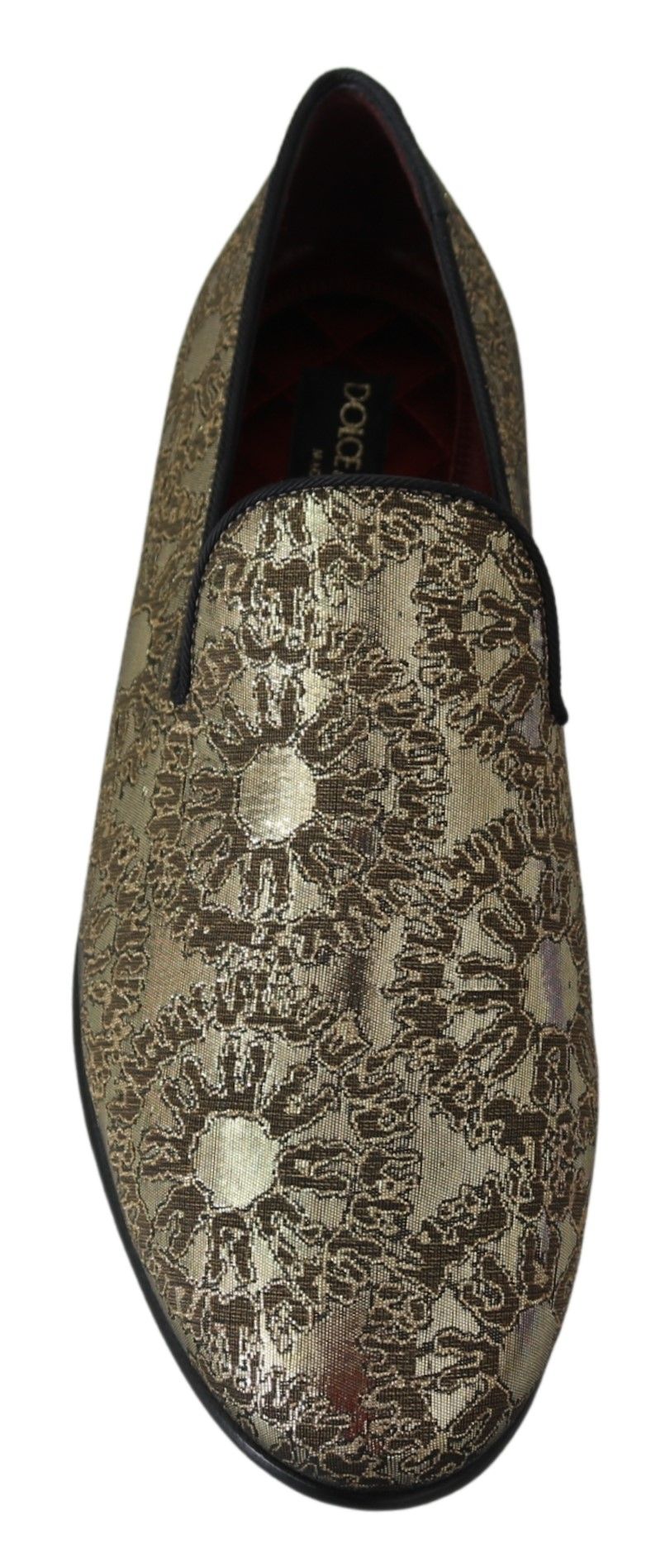 Gold Jacquard Flats Men's Loafers Shoes