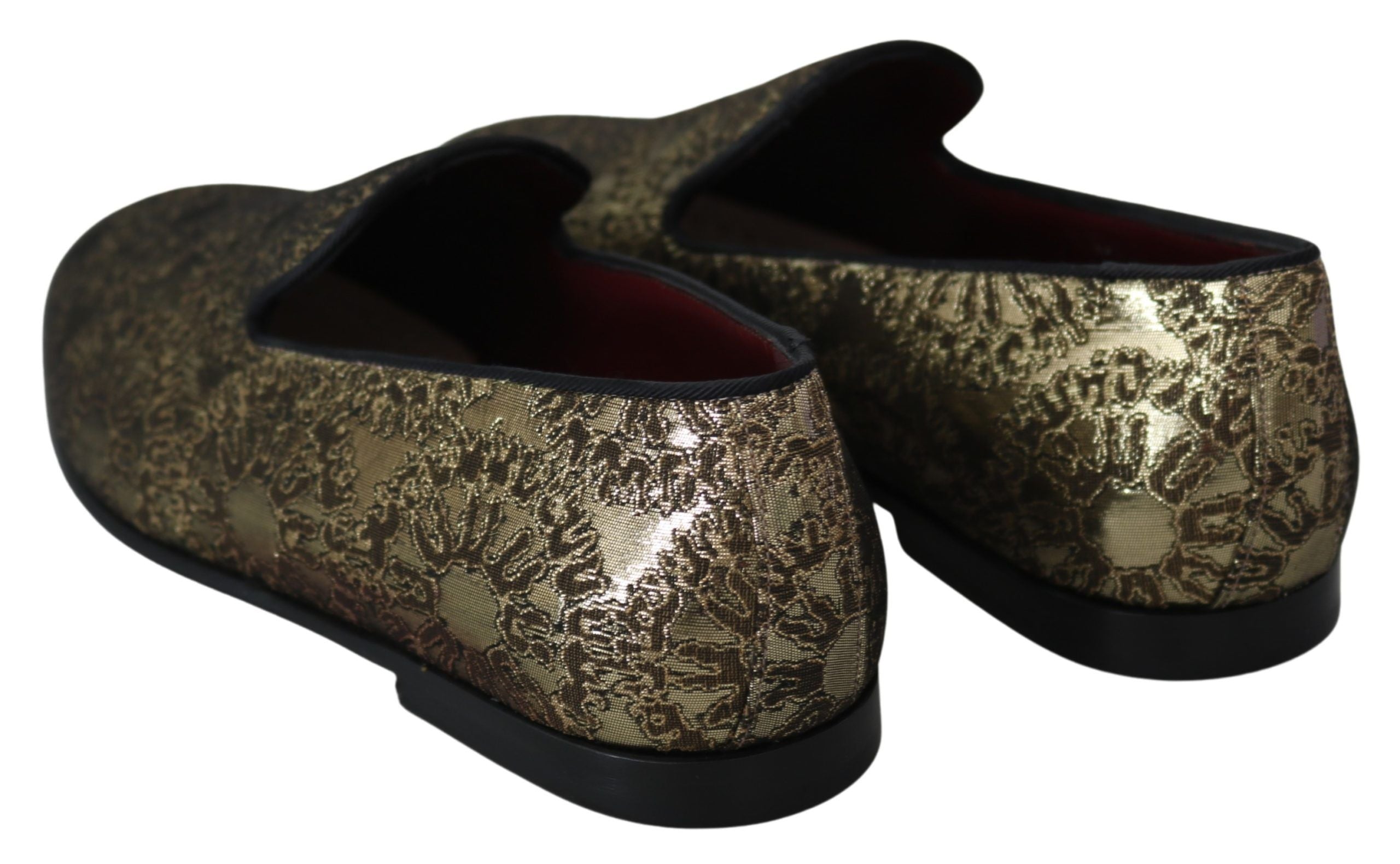 Gold Jacquard Flats Men's Loafers Shoes