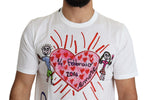 White Saint Valentine Hearts Print Men  T-shirt