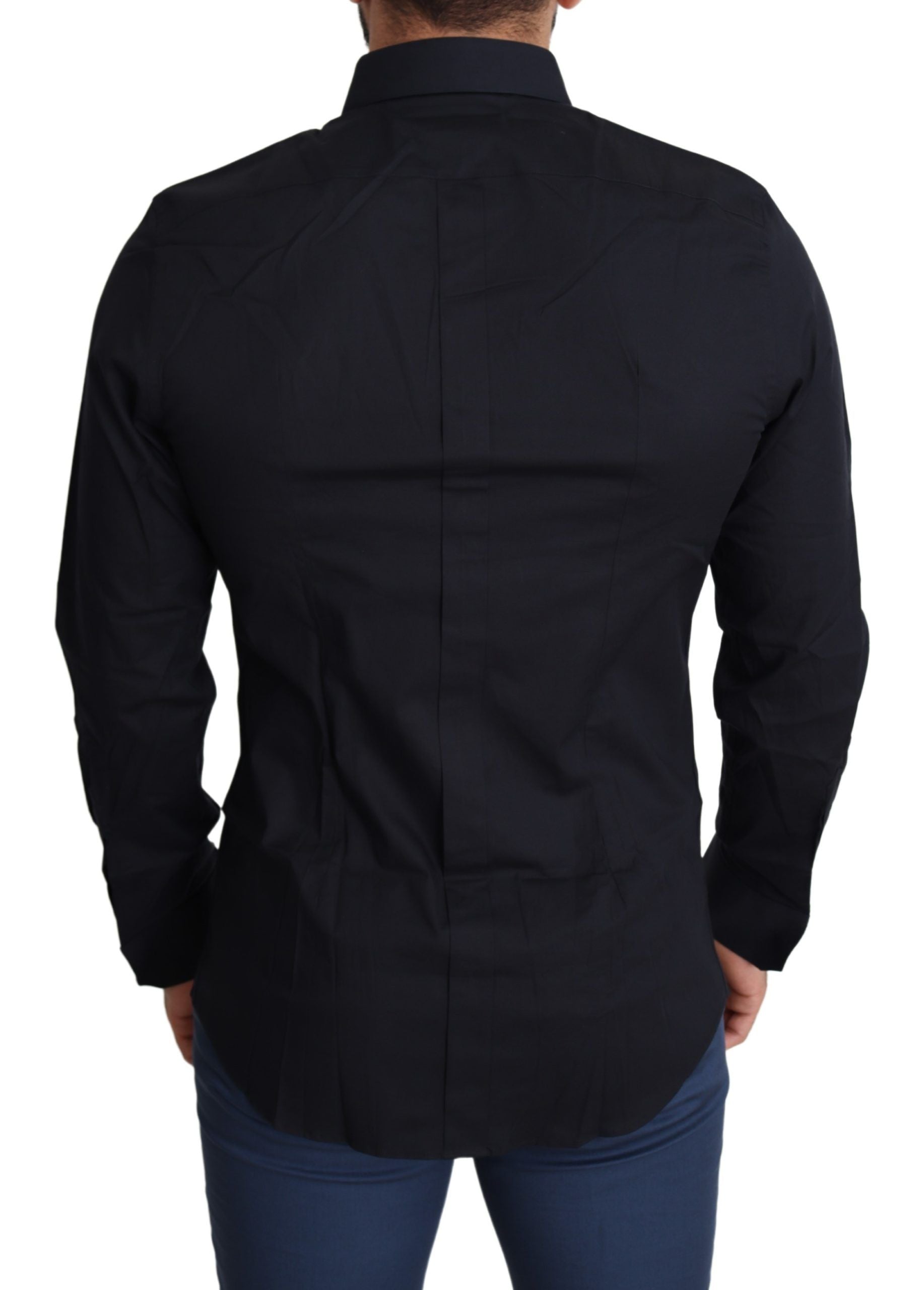 Blaues elegantes GOLD-Businesshemd aus Baumwolle