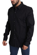 Black Cotton Stretch SICILIA Dress Shirt