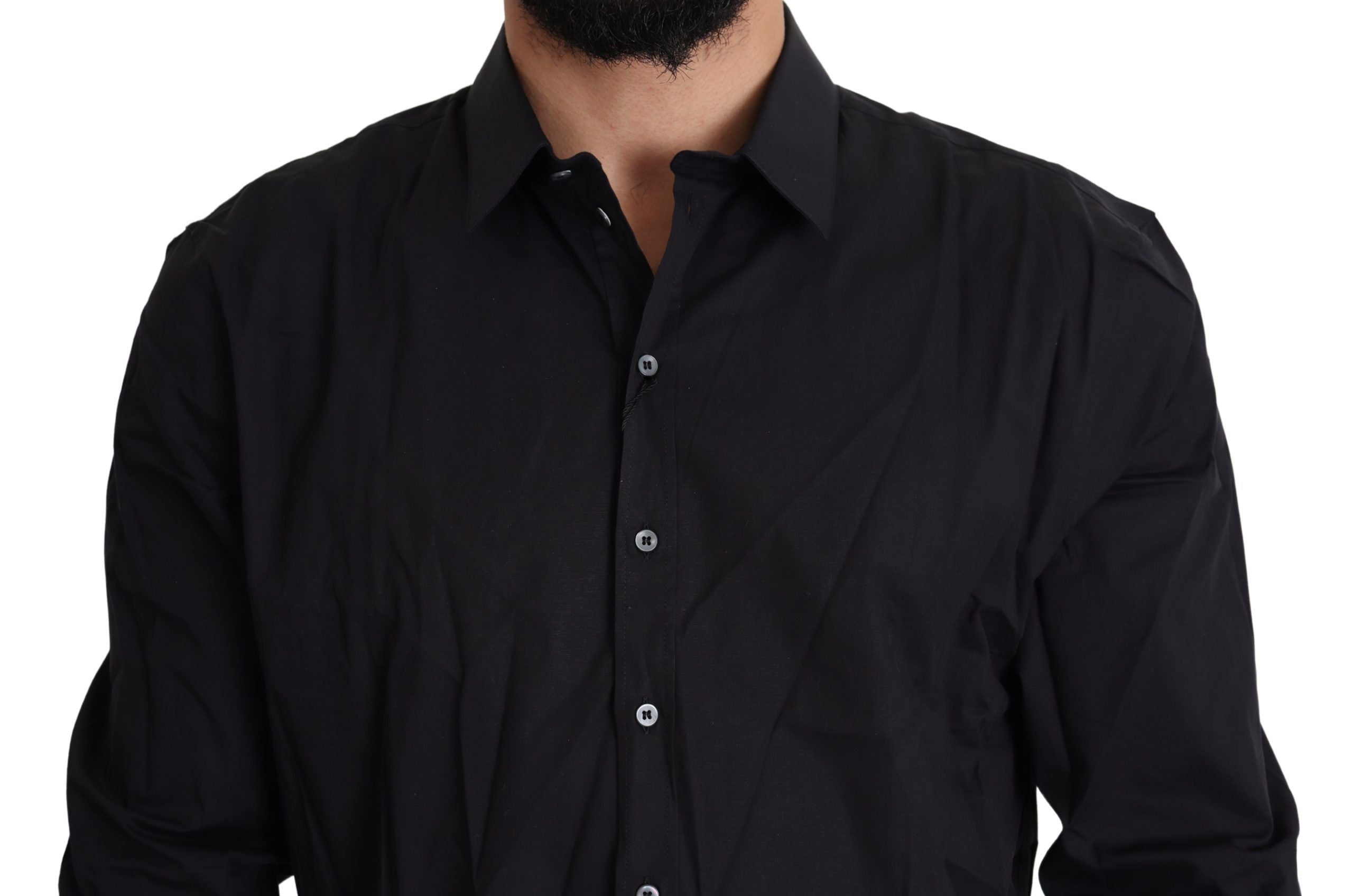 Black Cotton Stretch SICILIA Dress Shirt