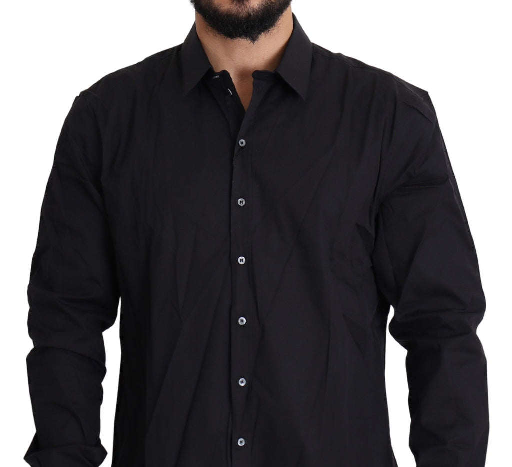 Black Cotton Stretch SICILIA Dress Shirt