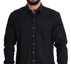 Black Cotton Stretch SICILIA Dress Shirt