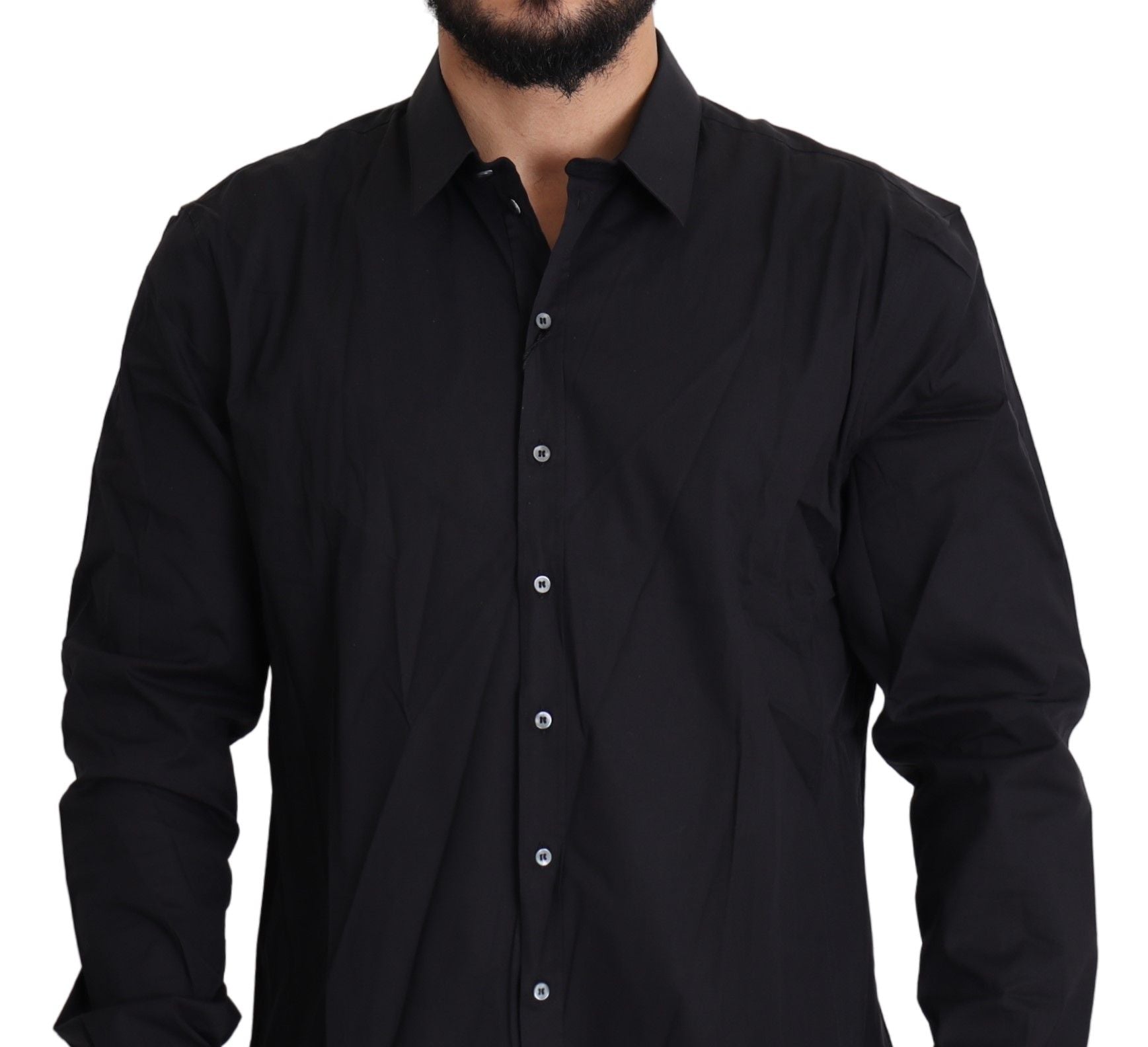 Black Cotton Stretch SICILIA Dress Shirt