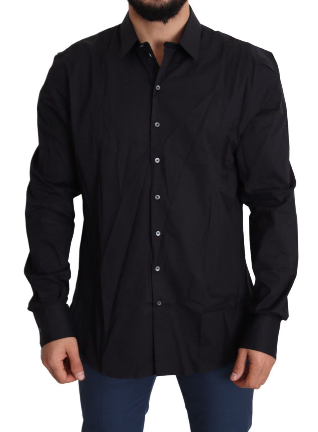 Black Cotton Stretch SICILIA Dress Shirt