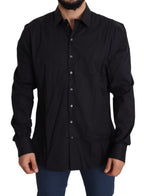 Black Cotton Stretch SICILIA Dress Shirt