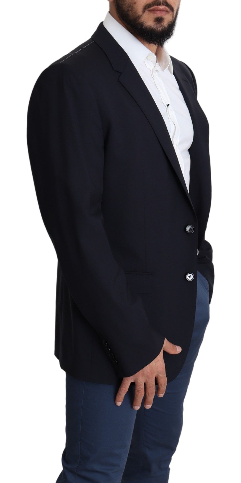Herrenmantel aus schwarzem Stretch-Wollstoff MARTINI Blazer