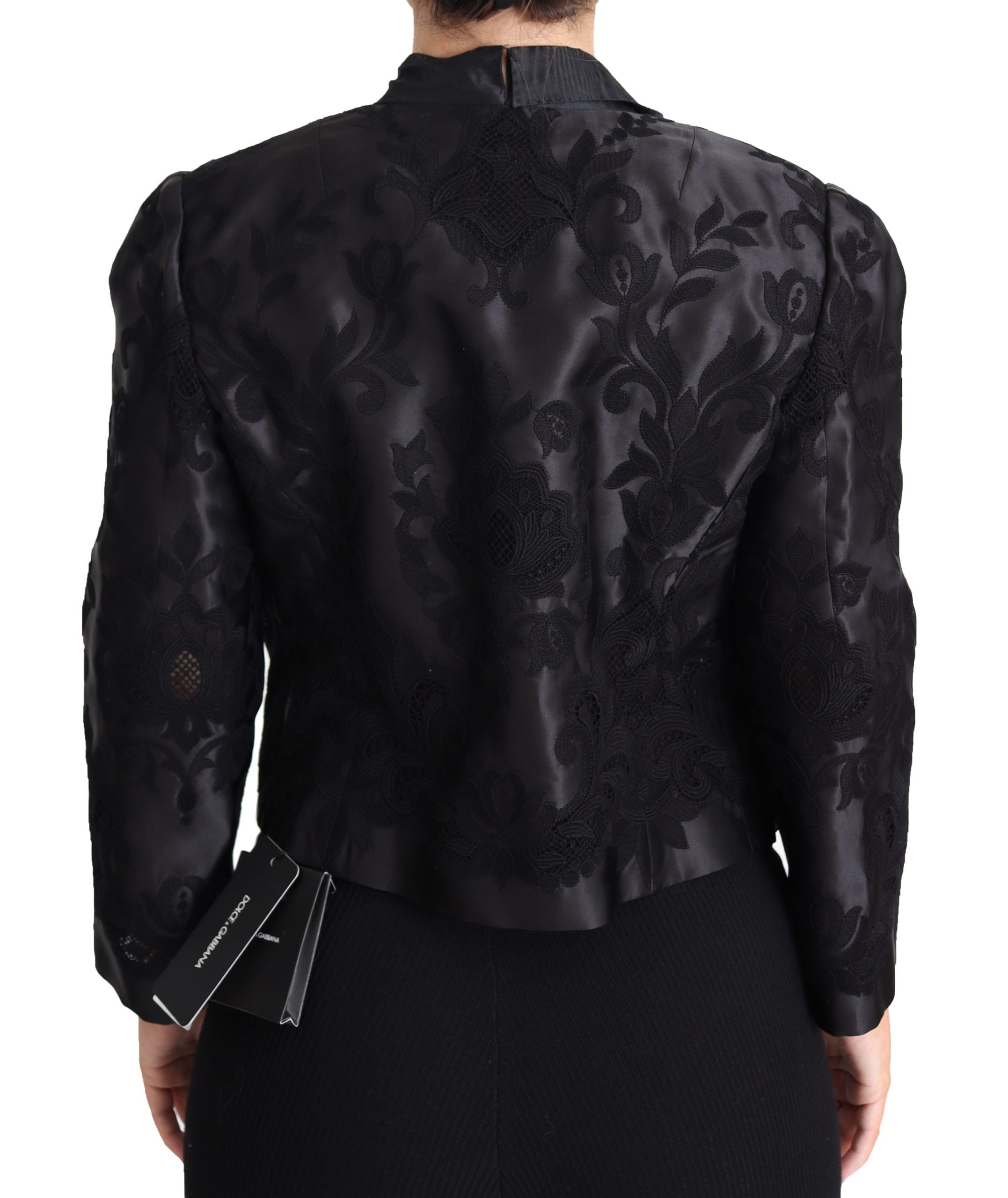 Schwarze Spitzen Korsett Organza Seidenjacke