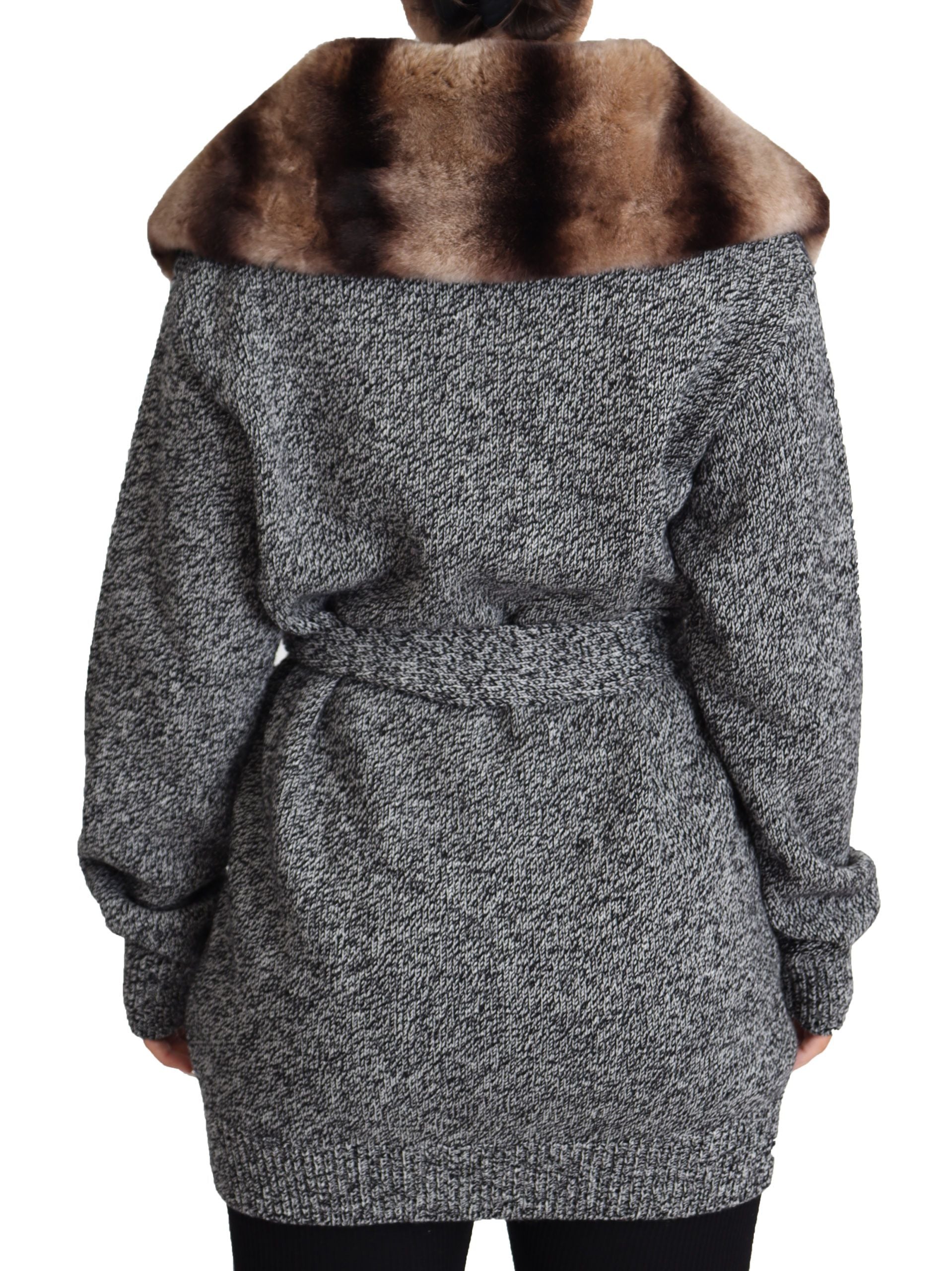 Graue Strickjacke Pelzmantel Kaschmirjacke